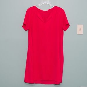 Lush Split Neck Swing Dress Pink